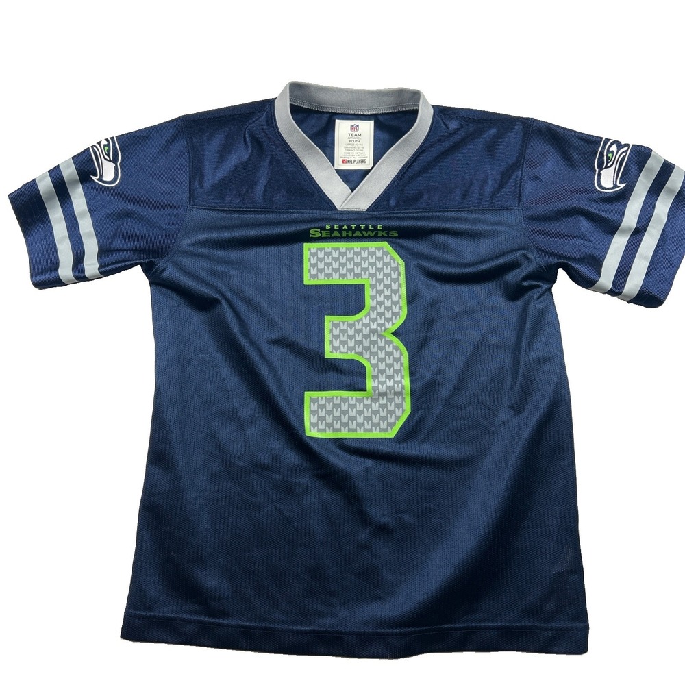 Nike NFL Seattle Seahawks Russell Wilson Jersey Youth Large L Blue Football